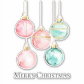 Chic Mint Roze Gouden Kerst Ornamenten Sticker (Voorkant)
