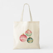 Chic Mint Roze Gouden Kerst Ornamenten Tote Bag (Achterkant)