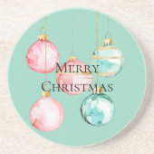 Chic Mint Roze Gouden Kerst Ornamenten Zandsteen Onderzetter (Voorkant)
