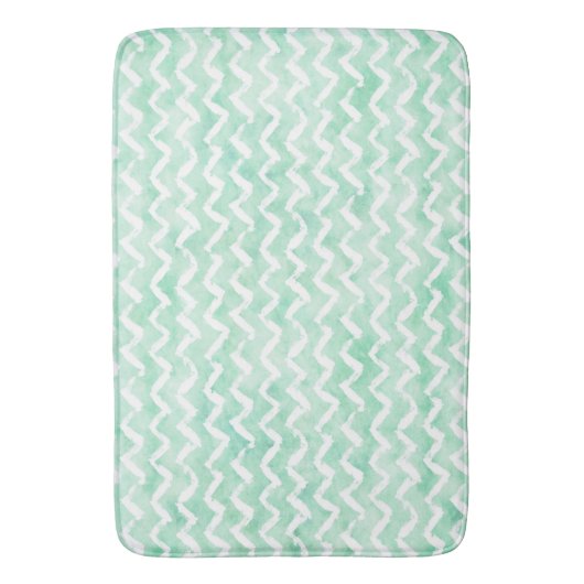 Chic Mint Waterverf Chevron Stripes Badmat (Voorkant Verticaal)
