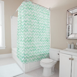 Chic Mint Waterverf Chevron Stripes Douchegordijn