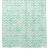 Chic Mint Waterverf Chevron Stripes Douchegordijn (Voorkant)