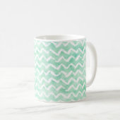 Chic Mint Waterverf Chevron Stripes Koffiemok (Voorkant rechts)