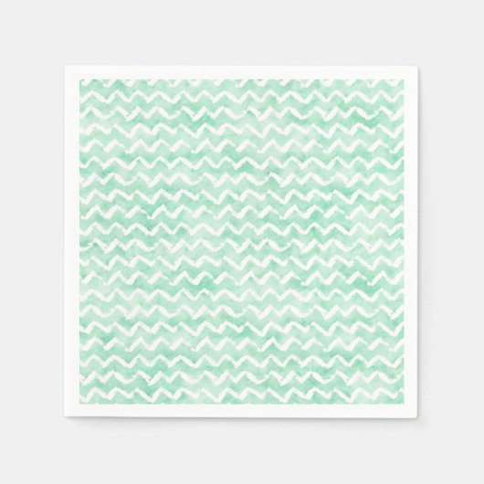 Chic Mint Waterverf Chevron Stripes Servet (Voorkant)