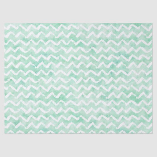 Chic Mint Waterverf Chevron Stripes Tissuepapier (Voorkant)