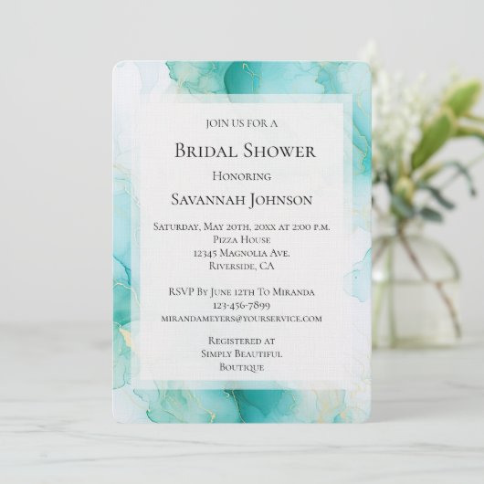 Chic Mint Wit Goud Marmer Vrijgezellenfeest Kaart (Staand voorkant)