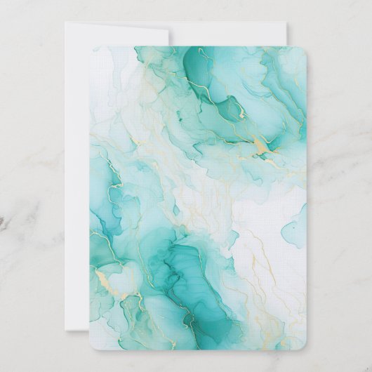 Chic Mint Wit Goud Marmeren bruiloft Kaart (Achterkant)