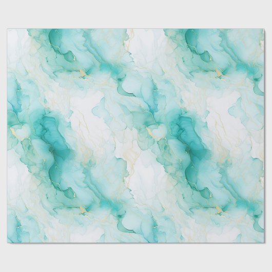 Chic Mint Wit Goud Verjaardag Cadeaupapier (Vlak)