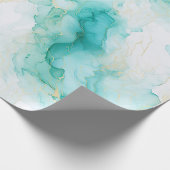 Chic Mint Wit Goud Verjaardag Cadeaupapier (Hoek)