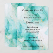 Chic Mint Wit Goud Verjaardag Kaart (Voorkant / Achterkant)