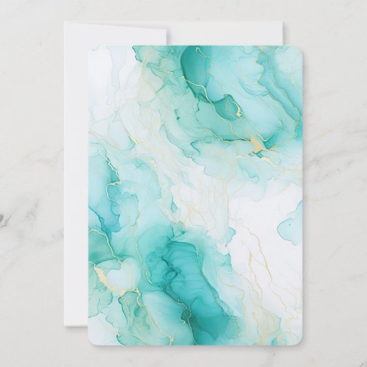 Chic Mint Wit Goud Verjaardag Kaart (Achterkant)