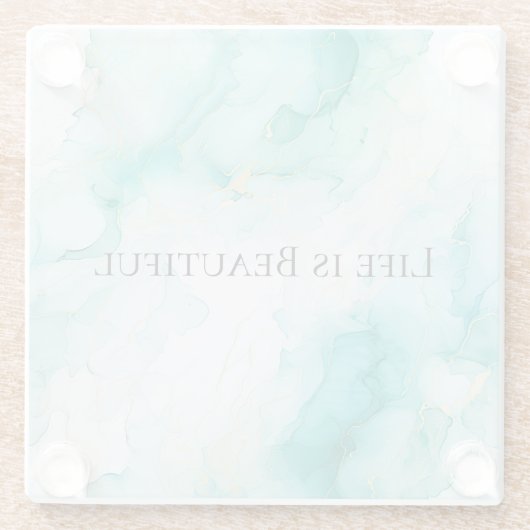 Chic Mint Wit Goud Vrijgezellenfeest Glazen Onderzetter (Achterkant)