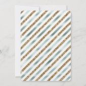 Chic Mint Witte Gouden Glitter Strepen Bruids douc Kaart (Achterkant)