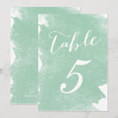 CHIC MINTGROENE WATERCOLOR TAFELNUMMERKAARTEN KAART (Voorkant / Achterkant)