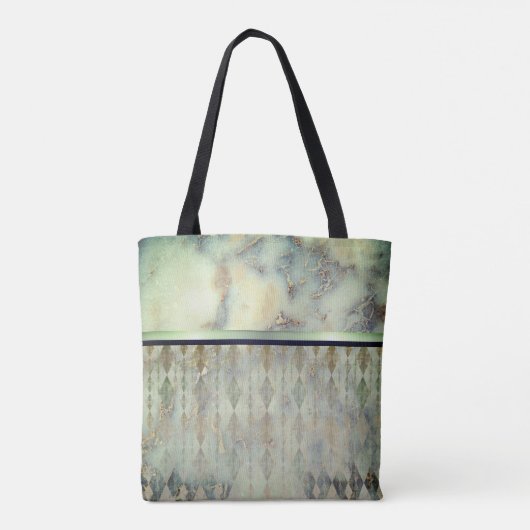Chic Minty Green Marble Harlequin Tote Bag (Achterkant)