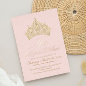 Chic Mis Quince Anos Roze Gouden Foto Folie Uitnodiging