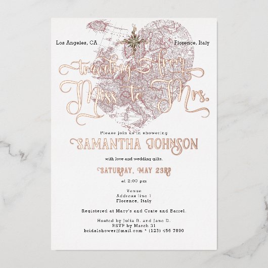 Chic Miss to Mrs ♥ Hart Kaart Reizen Vrijgezellenf (Voorkant)