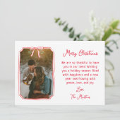 Chic Mistletoe & Bow Custom Familie Foto Kerstmis Feestdagenkaart (Staand voorkant)