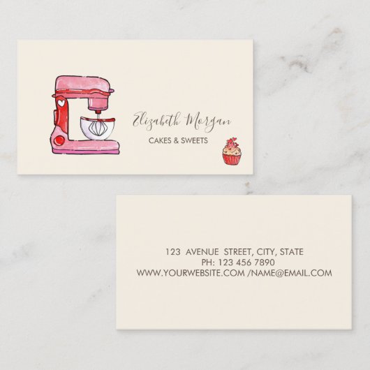Chic Mixer Bloemen Bakkerij Cupcake Harten Visitekaartje (Voorkant / Achterkant)