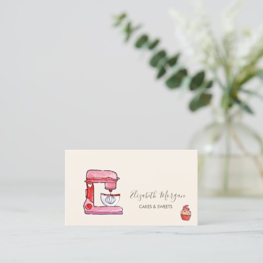 Chic Mixer Bloemen Bakkerij Cupcake Harten Visitekaartje (Staand voorkant)