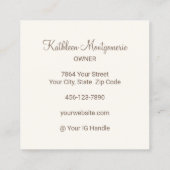 Chic Mocha Brown Cream Script 3 Photo Lashes Brows Vierkante Visitekaartje (Achterkant)