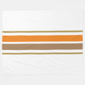 Chic Mocha Bruin Sinaasappel Racing Stripes op Wit Fleece Deken (Voorkant (Horizontaal))