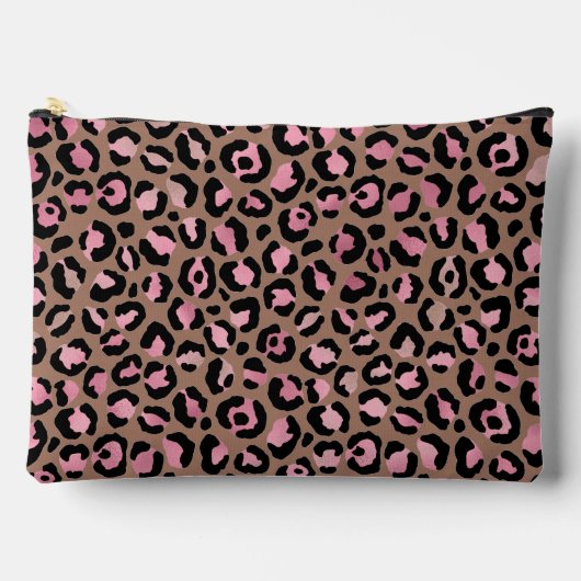 Chic mocha mousse roze zwarte luipaard patroon etui (Voorkant)