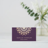 Chic Mode & Beauty Stylist Gold Rosette Paars Visitekaartje (Staand voorkant)