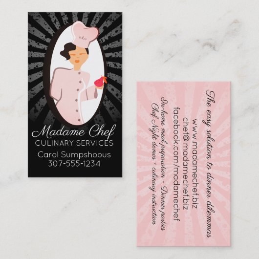 Chic mode dameskok catering visitekaartje (Voorkant / Achterkant)