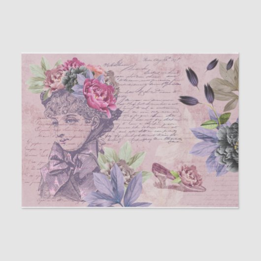 Chic  Mode Florals & handschrift Tissuepapier (Voorkant)