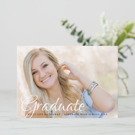 Chic Modern 2 Photo Afstudeerder Party Invitation Kaart (Staand voorkant)