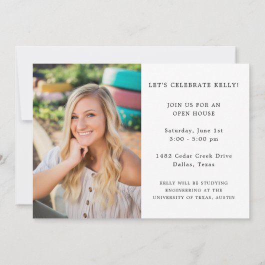 Chic Modern 2 Photo Afstudeerder Party Invitation Kaart (Achterkant)