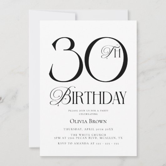 Chic Modern 30ste verjaardag Kaart (Voorkant)