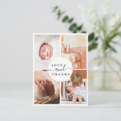 Chic Modern 4 foto Baby shower dank u Briefkaart (Staand voorkant)