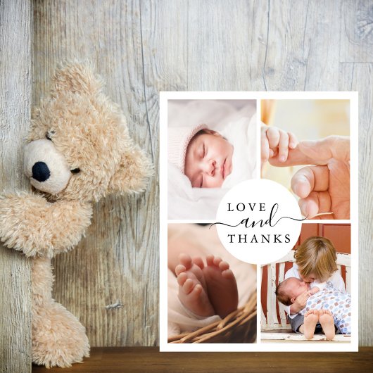 Chic Modern 4 foto Baby shower dank u Briefkaart