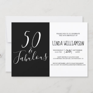 Chic Modern 50 Fabulous Black White 50th Birthday Kaart