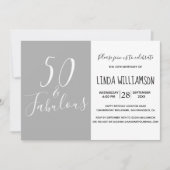 Chic Modern 50 Fabulous Grey 50th Birthday Kaart (Voorkant)
