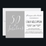 Chic Modern 50 Fabulous Grey 50th Birthday Kaart<br><div class="desc">Het vieren van 50 in stijl met dit moderne grijze 50ste verjaardagsontwerp, een chique 50ste verjaardagsuitnodiging die je kunt personaliseren en uitzenden voor je viering van je vijftigste verjaardag. De woorden vijftig en fabelachtig worden geplaatst gebruikend elegante manuscriptkalligrafie en moderne typografie. Neem contact met ons op via happydolphinstudio@outlook.com als je...</div>