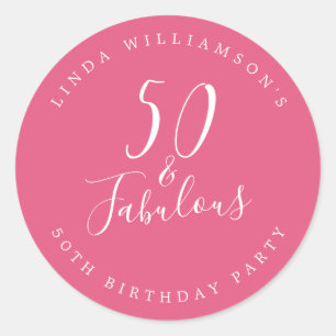 Chic Modern 50 Fantastisch Roze Roze 50e Verjaarda Ronde Sticker