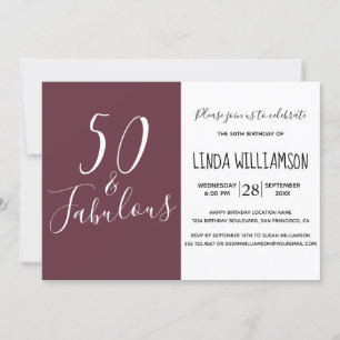 Chic Modern 50 Verbluffend Burgundy 50e Verjaardag Kaart