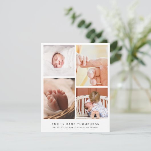 Chic Modern 5 foto Baby shower dank u (Staand voorkant)