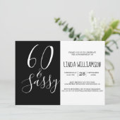 Chic Modern 60 Sassy Black White 60th Birthday Kaart (Staand voorkant)
