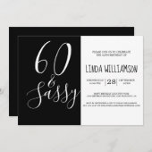 Chic Modern 60 Sassy Black White 60th Birthday Kaart (Voorkant / Achterkant)