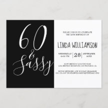 Chic Modern 60 Sassy Black White 60th Birthday