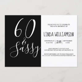Chic Modern 60 Sassy Black White 60th Birthday Kaart