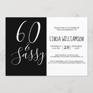 Chic Modern 60 Sassy Black White 60th Birthday Kaart