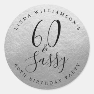 Chic Modern 60 Sassy Zilver 60e Verjaardag Ronde Sticker