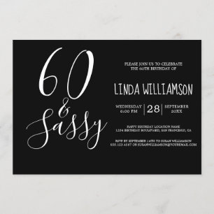 Chic Modern 60 Sassy Zwart Wit 60ste Verjaardag Kaart