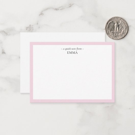 Chic Modern 'A Quick Note from'-briefkaart Notitiekaartje (Voorkant / Achterkant in situ)
