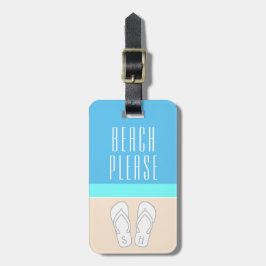 Chic Modern Abstract Beach Gelieve Monogram Reizen Bagagelabel